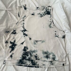 Lululemon Athletica Black and White Tie-Dye Tank Top